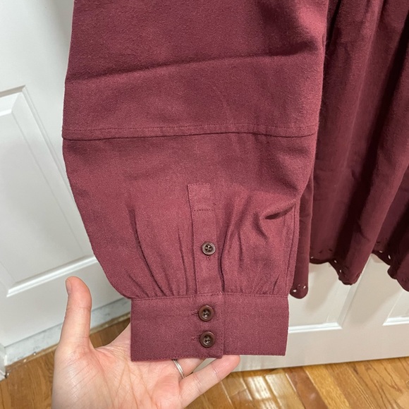 Embroidered Ruffled Flannel Mini Dress - Picture 8 of 9